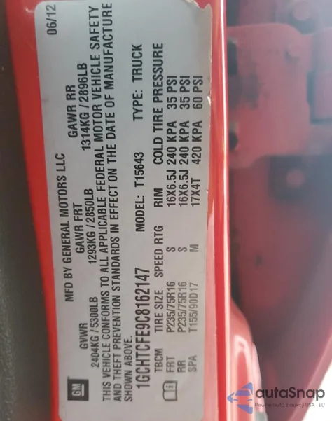 2012 Chevrolet Colorado Lt z USA, uszkodzony, nr VIN 1GCHTCFE9C8162147